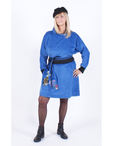 robe velours bleu roi