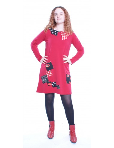 Robe cerise col plat